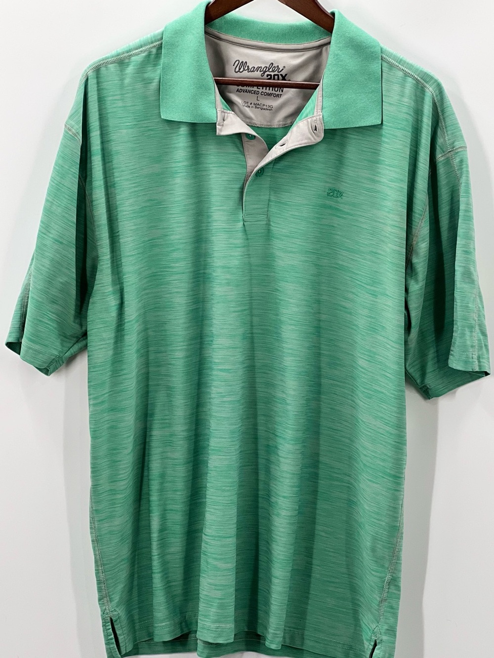 372 Wrangler Men's Large Heathered Mint Polo Shirt